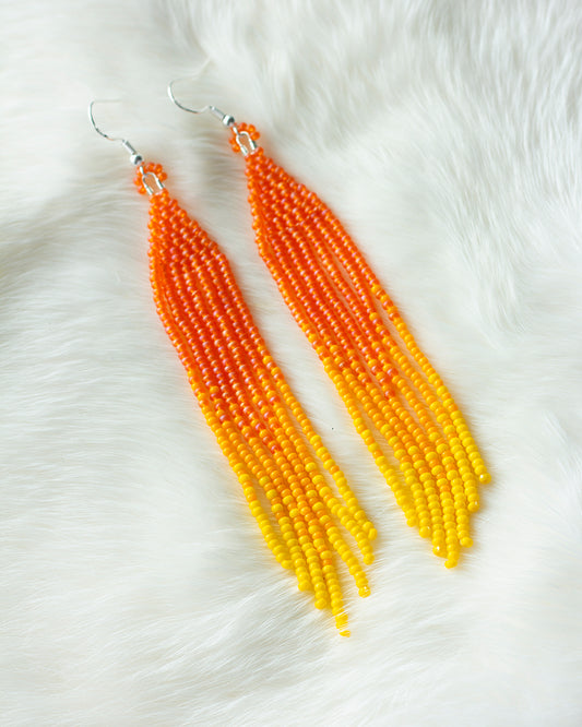 Orange Ombre Fringe Earrings