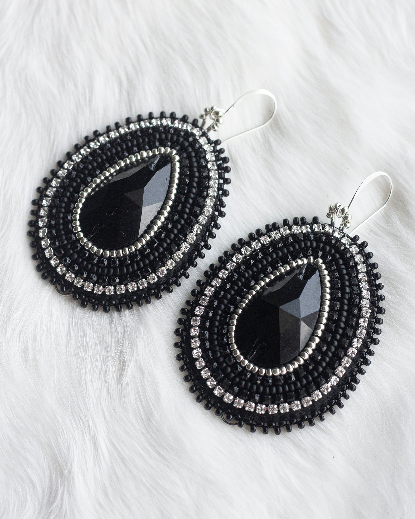 Black Pom-Pom Earrings