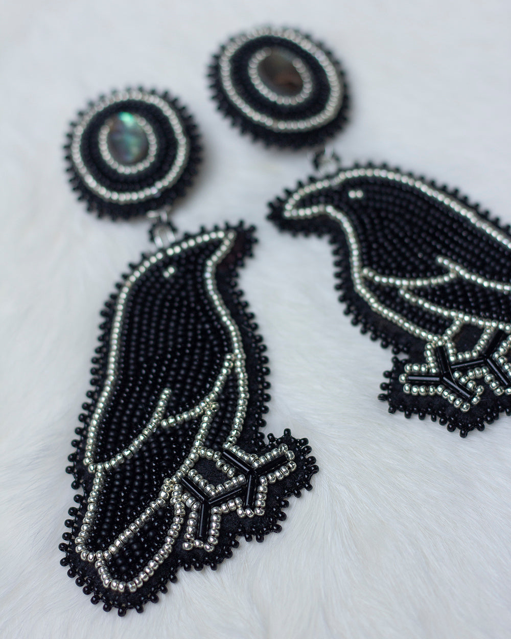3-in-1 Crow Beaded Earrings