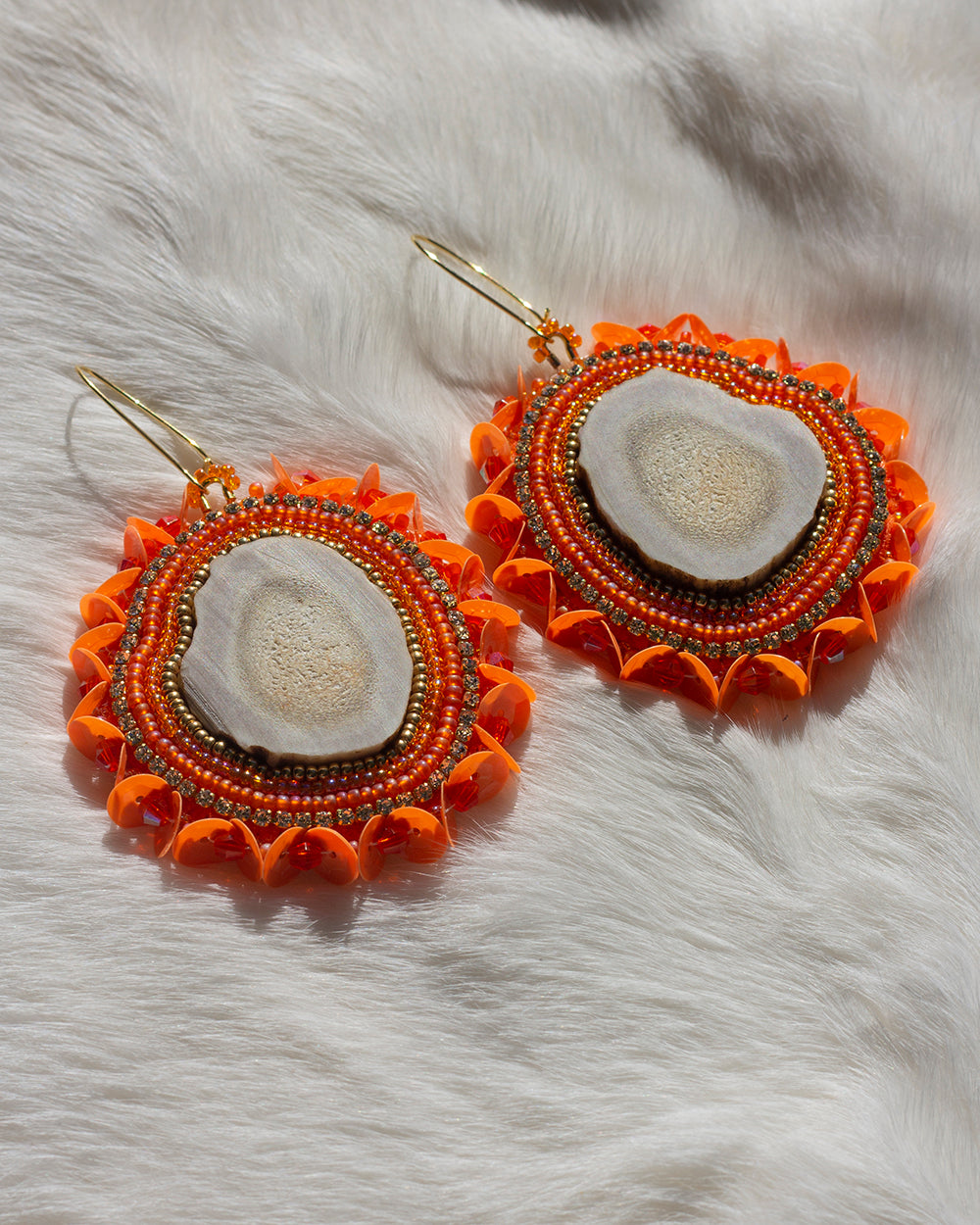 Orange Antler Earrings