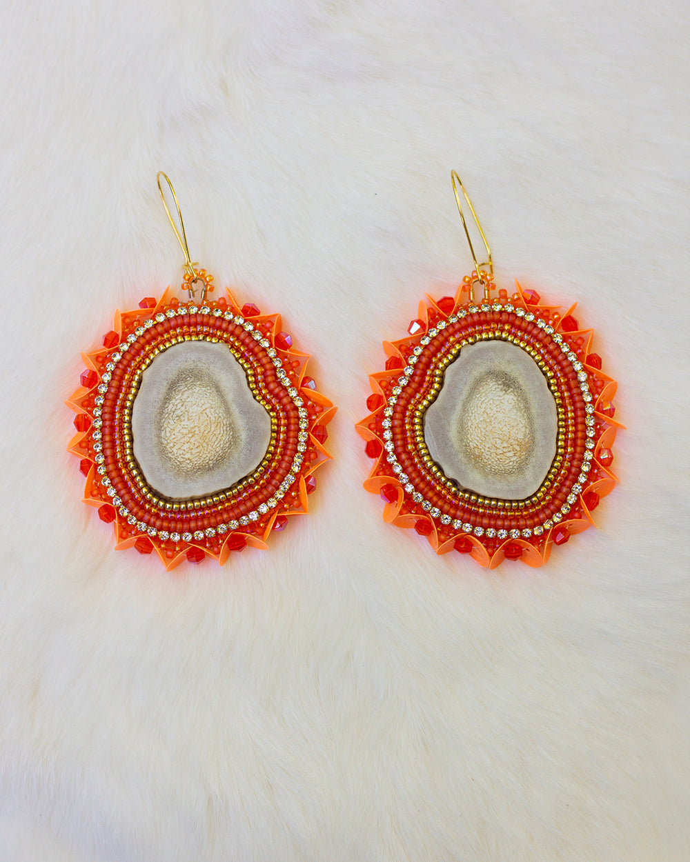 Orange Antler Earrings