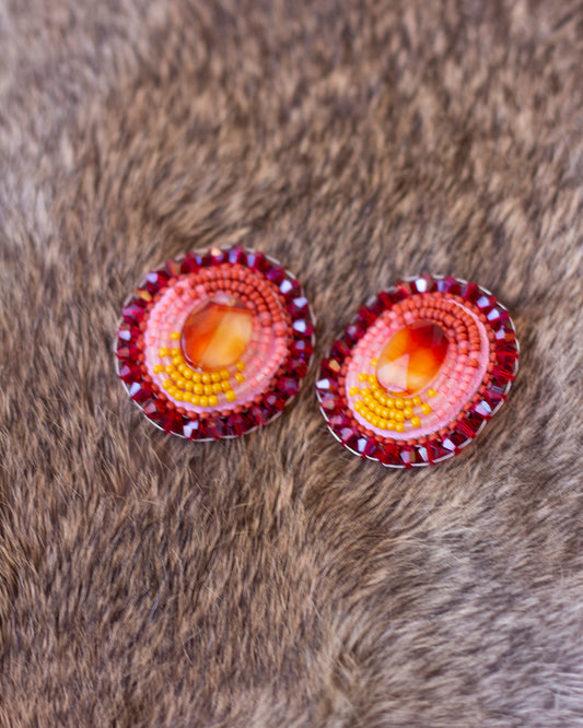 Red Ombre Beaded Earrings