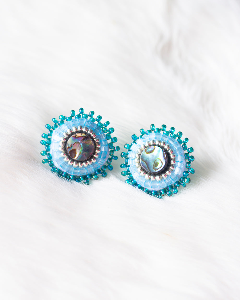 Blue Abalone Stud Earrings