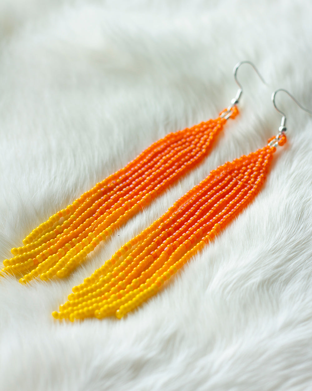 Orange Ombre Fringe Earrings