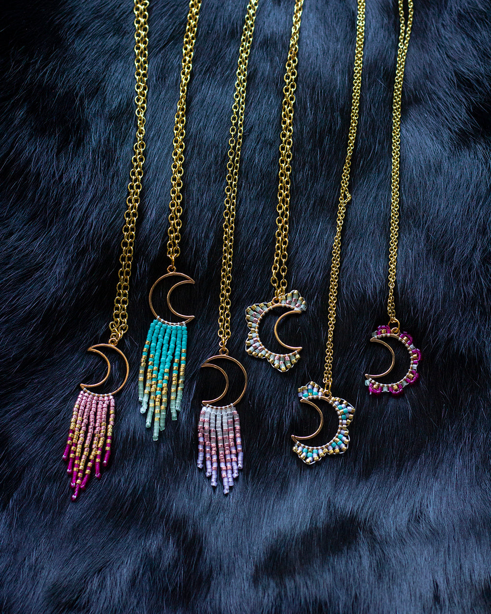 Beaded Moon Necklaces